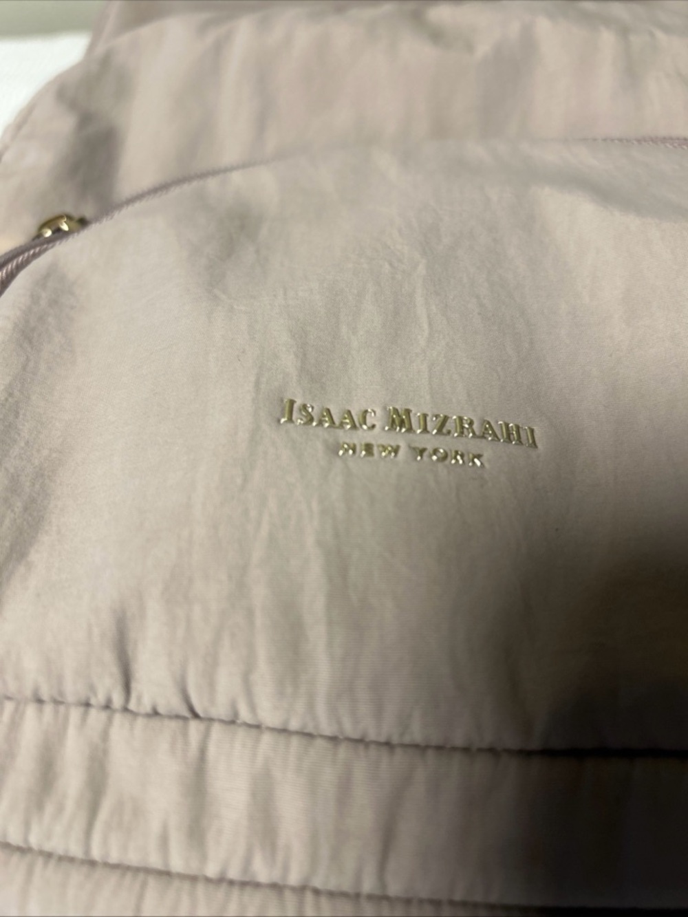 Isaac Mizrahi Pale Pink Quilted Shoulder Backpack with Gold Logo